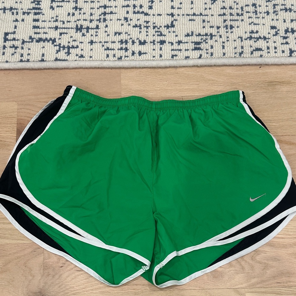 Nike Women's Green Athletic Running Shorts with Black & White Trim
